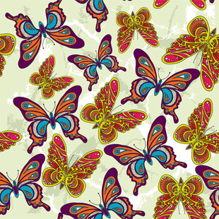 多彩蝴蝶图案数码印花