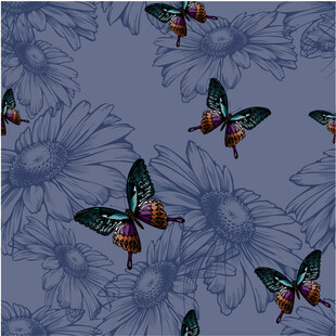 蝴蝶花卉图案背景图数码印花