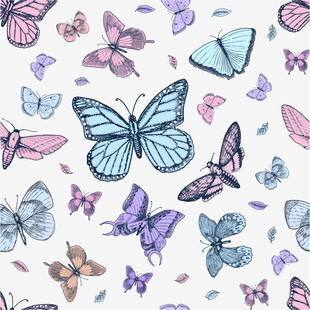 多彩蝴蝶无缝图案背景
