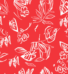 红色背景植物图案纹理