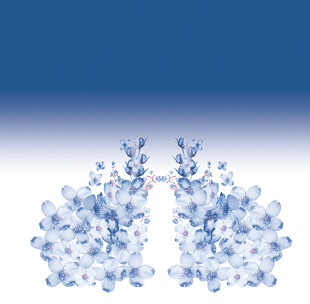 蓝白色花卉肺部图案设计