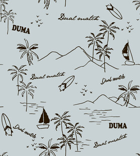 热带海滨风景图案设计