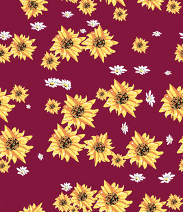 深红底向日葵花卉图案