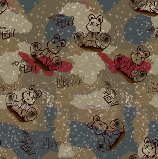 卡通猴子图案布料纹理