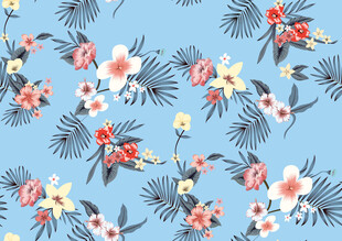 蓝色背景花卉图案设计