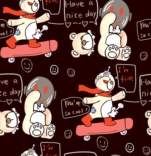 卡通小狗滑板图案背景
