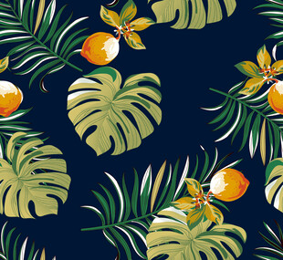 热带植物与水果图案背景
