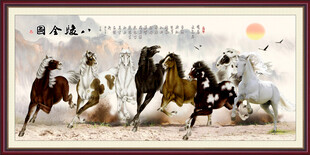 国画八骏图