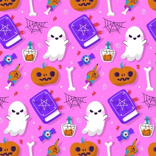 粉色万圣节元素可爱图案