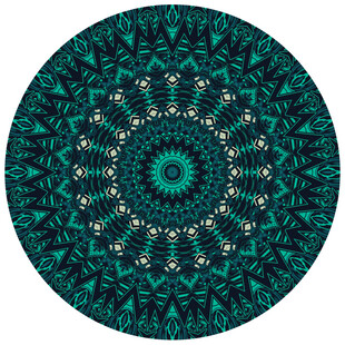 蓝绿色花纹圆形抽象图案