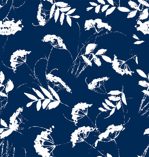 蓝底白色植物花卉图案