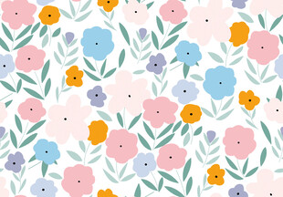 清新手绘花卉无缝图案