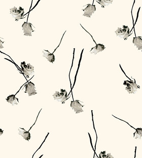 黑白花卉简约图案背景