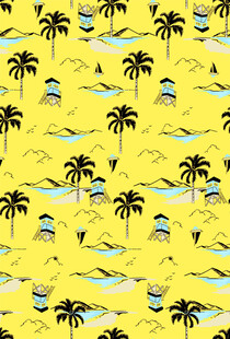黄色背景热带风情图案