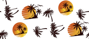 热带风情棕榈树日落图案