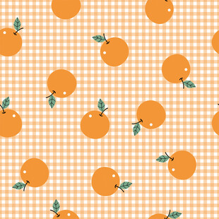 橙色水果格子图案背景