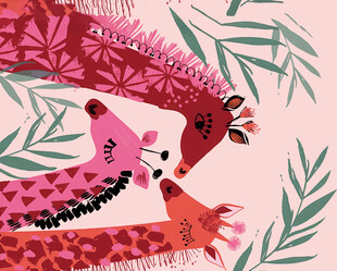 两只动物的梦幻插画世界