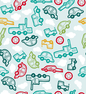 多彩手绘汽车图案背景