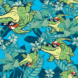 鳄鱼丛林图案清新又可爱