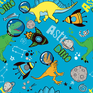 恐龙与太空元素趣味图案