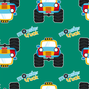 卡通大脚车绿色背景图案