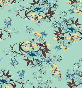 蓝底花卉图案纹理