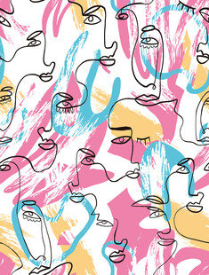 多彩抽象人脸图案设计