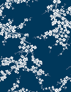 深蓝背景白色繁花图案