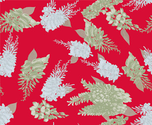 红色底花卉植物图案纹理
