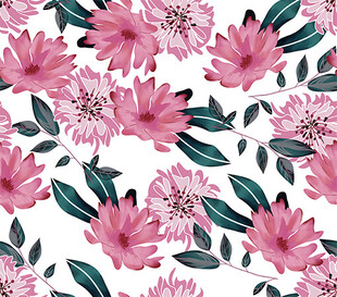 粉色花卉无缝图案背景