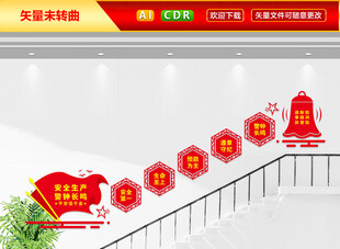 安全生产标语楼梯文化墙