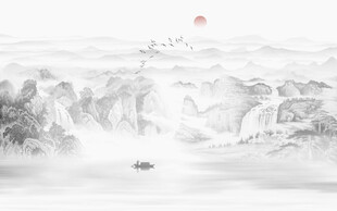 新中式水墨山水画