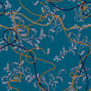 蓝底链条花卉图案纹理