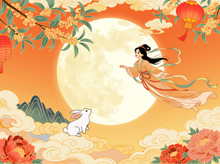 中秋节海报插画