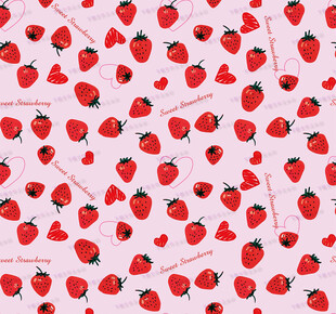 草莓爱心粉色图案背景