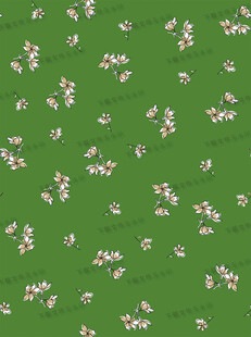 绿色底粉色小花图案背景