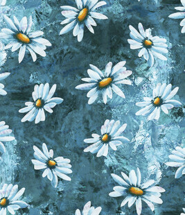 蓝底雏菊水彩花卉图案