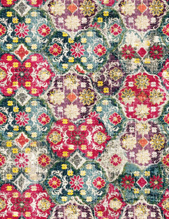 多彩复古风花卉图案地毯