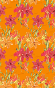 橙色底花卉图案纹理
