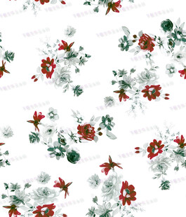 花卉飞鸟图案白色布料