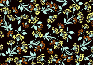 花卉图案黑色背景织物纹理