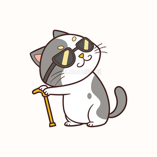 可爱小黑猫矢量插画