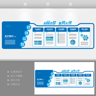 蓝色公司宣传栏形象墙