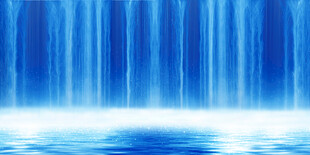 梦幻蓝色瀑布景观