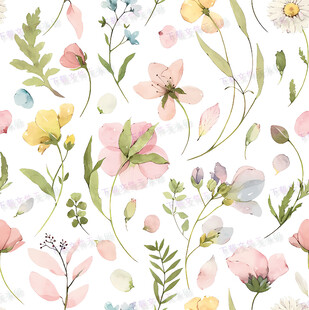 清新水彩花卉图案背景