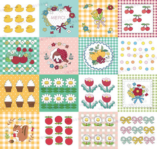 可爱卡通图案拼接素材