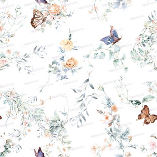 花卉蝴蝶水彩图案背景