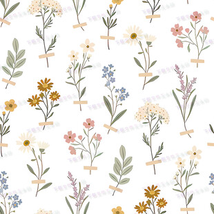 清新花卉无缝图案设计