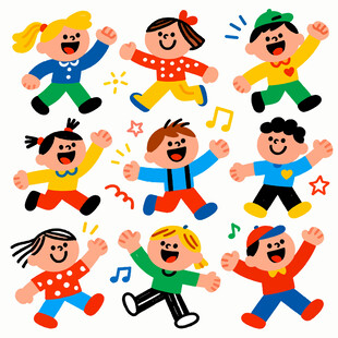 欢乐儿童载歌载舞插画