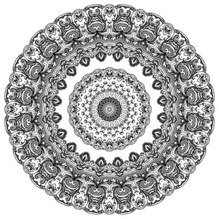 圆形黑白古典精致花纹